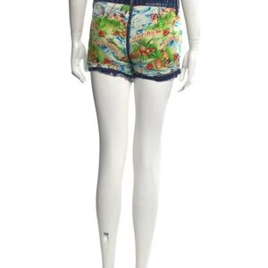 DSQUARED2 Blue Multi Tropical Print Denim Shorts